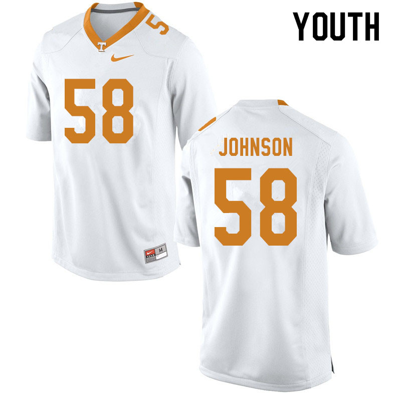 Youth #58 Jahmir Johnson Tennessee Volunteers College Football Jerseys Sale-White - Click Image to Close